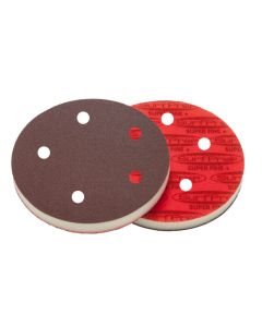 5" Disc 1/2" Thick, Premium Red A/O Foam Abrasives with holes