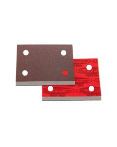 Premium Red A/O Foam Abrasives with holes, 3" X 4" Pad 10 mm Thick